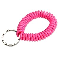 Lucky Line 2” Diameter Spiral Wrist Coil with Steel Key Ring, Flexible Wrist Band Key Chain Bracelet, Stretches to 12”,unisex,adult Pink, 1 PK (410661)