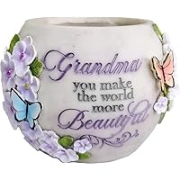 Decorative Flower Pots for Indoor and Outdoor Use – Hand Painted Resin Plant Pot – Home and Garden Décor (Grandma, 5.75