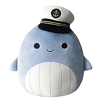 Squishmallows 8-Inch Samir Blue Whale with Sailor Hat - Little Ultrasoft Official Kelly Toy Plush