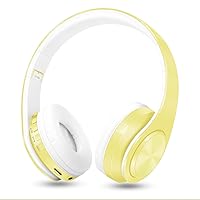 Spring New Macaron Freshing Colors Stereo Bluetooth Headphone Wireless Over Ear Headset (Macaron Yellow)