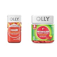 OLLY Ultra Strength Hair Softgels, Supports Hair Health, Biotin, Keratin & Metabolism Gummy Rings, Apple Cider Vinegar, Vitamin B12, Chromium