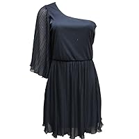 B. Darlin Women's One Shoulder Sleeve Dress 1/2 Black