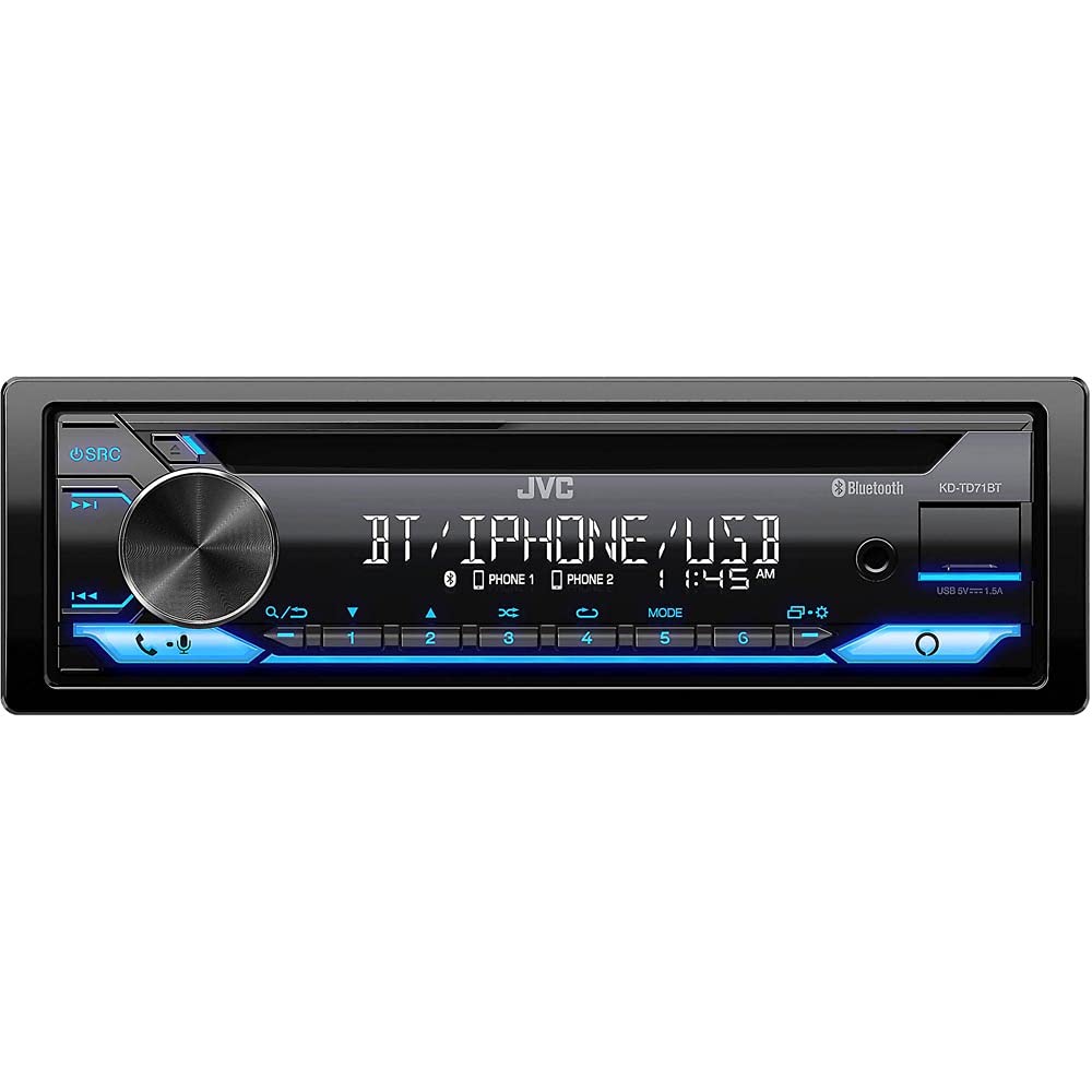 JVC KD-TD71BT Bluetooth Car Stereo Receiver with USB Port – AM/FM Radio, CD and MP3 Player, Amazon Alexa Enabled - 13-Digit LCD Dual-Line Display - Single DIN – 13-Band EQ (Black)