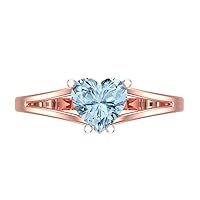 Clara Pucci 1.5 ct Heart Cut Solitaire Natural Light Blue Aquamarine Gem Engagement Bridal Promise Anniversary Ring 14k Rose Gold