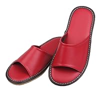 Summer Spring Autumn PU Leather Mute Wooden Floor Slippers for Men and Women