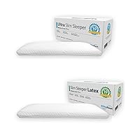 (2 Pack: Slim Sleeper-Thin Latex Pillow, a Thin and Low Profile Pillow for Sleeping Measuring 2.75 inch with Ultra sim Sleeper Firm Memory Foam Ultra Thin Low Profile 2.5 inches