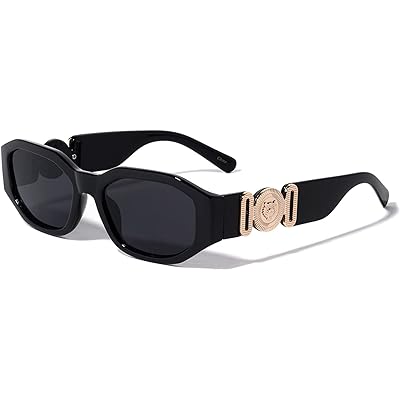 Mua Printum Clear Stylish UV400 Non-Polarized Sunglasses for Men & Women, Slim Oval Gold Tiger Head Medallion Luxury Sunglasses trên  Mỹ chính  hãng 2024