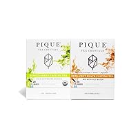 Pique Organic Fasting Tea Crystals Sampler - Digestive Support, Healthy Metabolism, Caffeinated Tea for Energy - 56 Single Serve Sticks (Pack of 2)