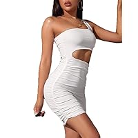 Women's Dresses Sexy Ruffle One Shoulder Cocktail Dress Sleeveless Bodycon Party Dress