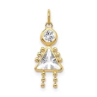 Mother's Day Gift 10K Yellow Gold January to December Month Girl Birthstone Charm Pendant Gift for Women (L-20 mm/0.79 Inch, W-10 mm/ 0.39 Inch)
