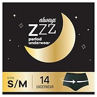 Always Zzzs Overnight Disposable Period Underwear For Women, Size Small/Medium, Black Period Panties, Leakproof, 7 Count (pack of 2)