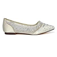 Womens Flat Bridal Shoes Ladies Slip On Pointed Toe Sparkly Diamante Wedding Pumps