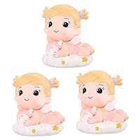 3pcs Cake Decoration Dashboard Decorations 1st Birthday Photo Prop Infant Gifts Wedding Decorations for Car Bath Gifts Miniture Decoration Princess Car Trim Doll Resin Baby Cartoon