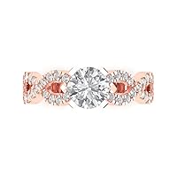 Clara Pucci 1.32ct Round Cut Solitaire Stunning Genuine Moissanite Modern with accent Ring 14k Rose White Gold