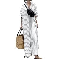 Temperament Commuting Cotton Linen Dress Oversize Elegant Solid Shirt Women Female Lantern Sleeve Robe