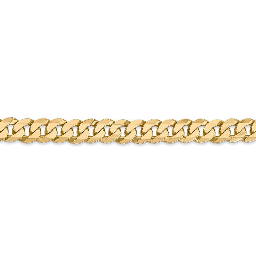 Solid 14k Yellow Gold 7.25mm Beveled Curb Cuban Link Bracelet - with Secure Lobster Lock Clasp