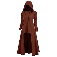 Women's Solid Color Long-Sleeved Hoodie Vintage Halloween Cape Knitted Tops Blouse