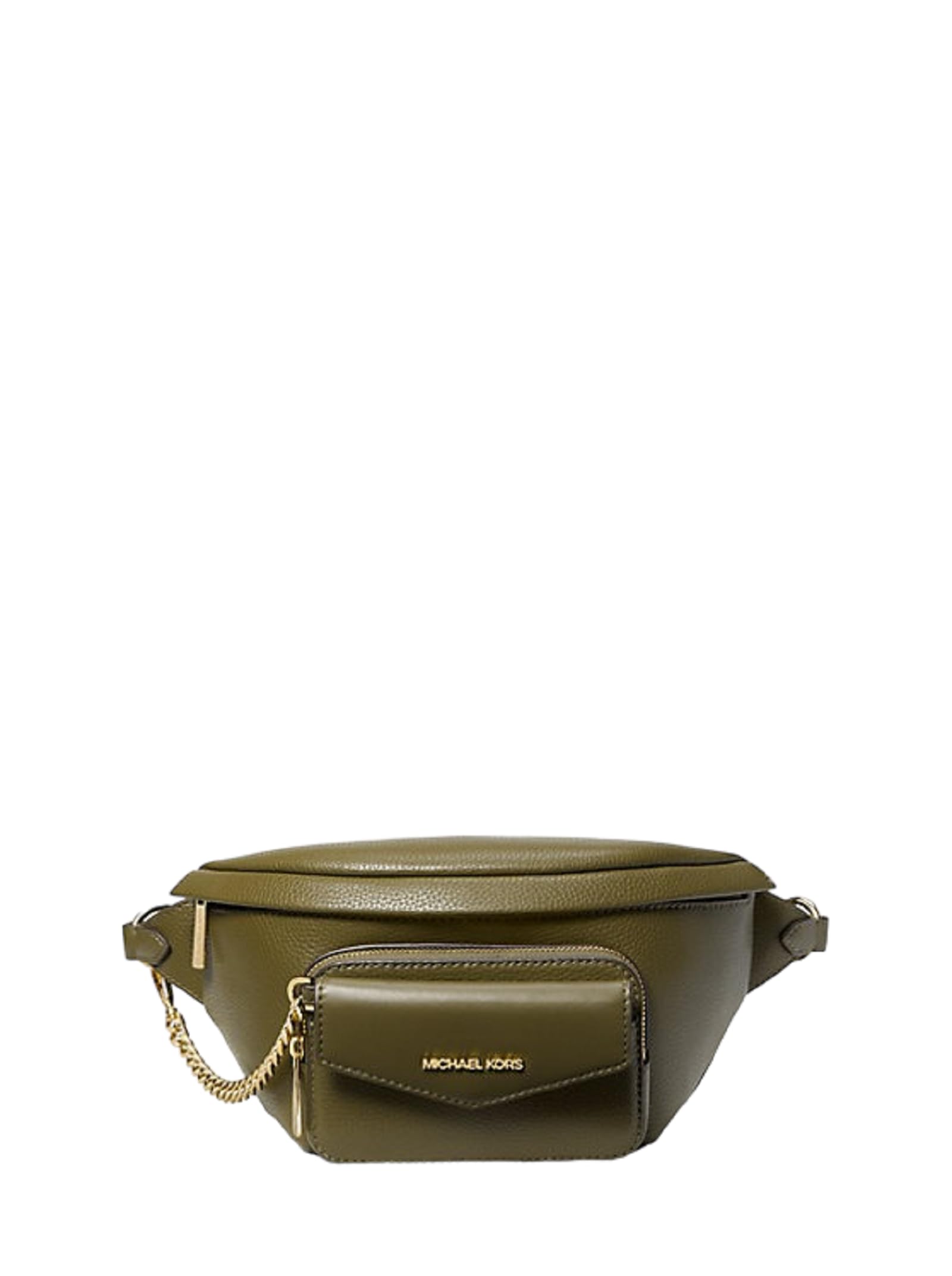 MICHAEL KORS Maisie Large Pebbled Leather 2 in 1 Sling Pack Waist Belt Bag Crossbody Strap (Olive)