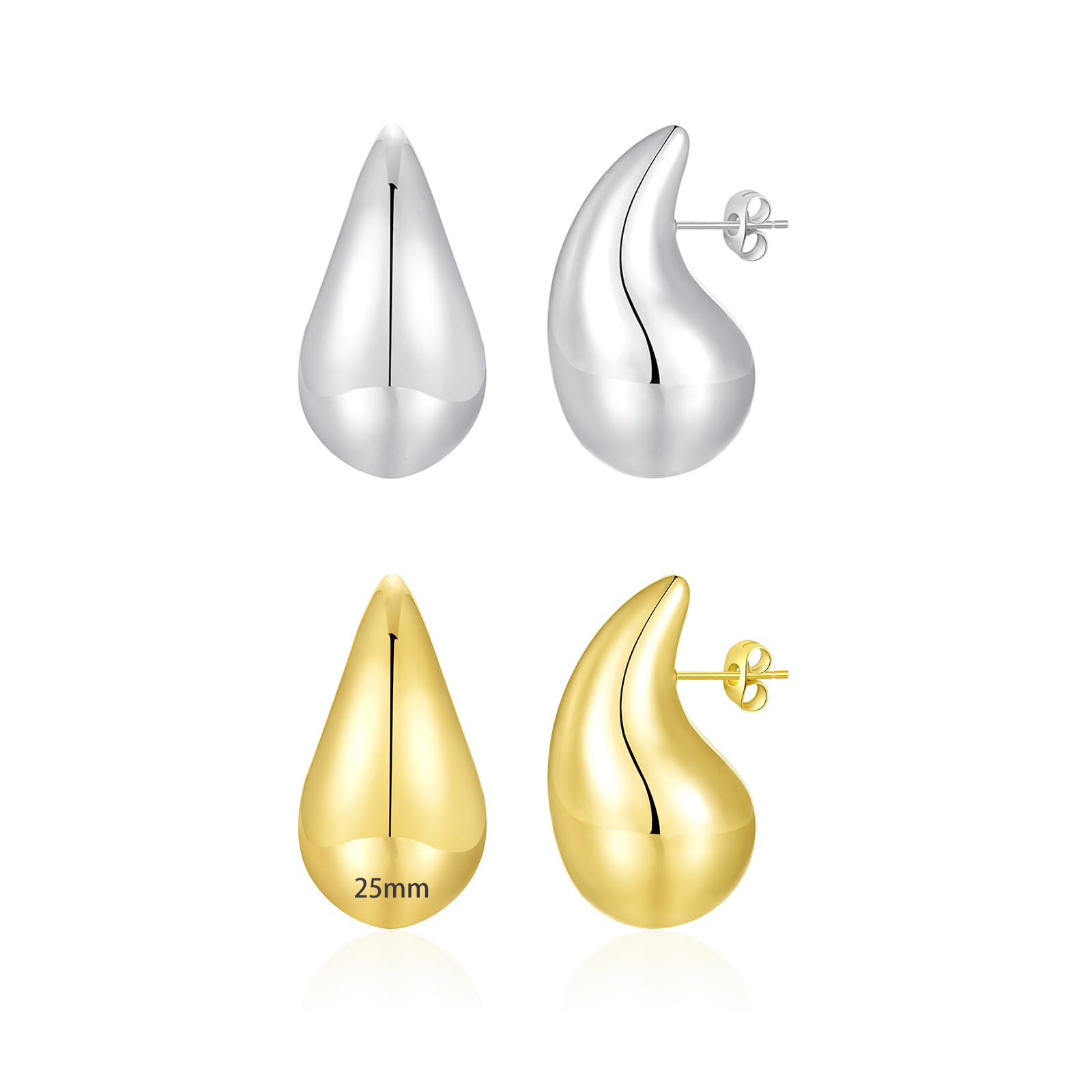 Apsvo Chunky Gold Hoop Earrings for Women, Dupes Earrings Lightweight Waterdrop Hollow Open Hoops, Hypoallergenic Gold Plated Earrings Fashion Jewelry for Women Girls