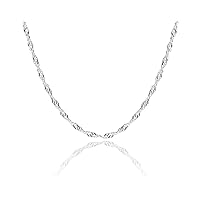 1mm thick solid sterling silver 925 Italian SINGAPORE ROPE twisted curb link chain necklace chocker bracelet anklet - 15, 20, 25, 30, 35, 40, 45, 50, 55, 60, 65, 70, 75, 80, 85, 90, 95, 100cm