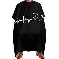 Airplane Pilot Heartbeat Barber Cape Adult Haircut Cape Hairdressing Apron for Home Salon Barbershop