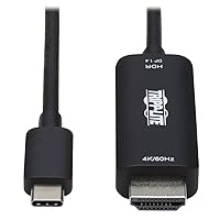Tripp Lite USB-C to HDMI Adapter Cable, 4K 60 Hz USB C and Thunderbolt 3 to HDMI Cable Adapter, HDR, HDCP 2.2, DP 1.4 Alt Mode, Black, 3 ft (U444-003-HDR4BE)