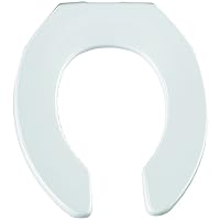 955CT 000 Commercial Heavy Duty Open Front Toilet Seat will Never Loosen & Reduce Call-backs, ROUND, Plastic, White