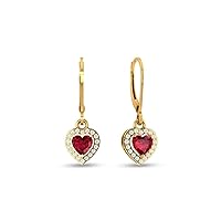 14K Yellow Gold Plated Heart Cut Tredy Earring 1.5Ct Lab Created Ruby Drop Dangle Earring For Women