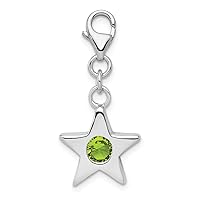 925 Sterling Silver Birth Month CZ Cubic Zirconia Simulated Diamond Star Charm Pendant Necklace Jewelry Gifts for Women in Silver Choice of Birth Month and Variety of Options