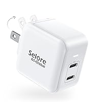 Dual USB C Charger, SELORE 40W Fast Charger Block 2-Port Double USB-C Wall Charger, GaN Foldable Type C Charging Block Adapter for iPhone 15/Pro/Pro Max, 14/Pro/Pro Max/13, Galaxy S22/S21 PPS, iPad