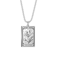 TEAMER Skeleton Tarot Card Necklace Stainless Steel Amulet Marigold Tarot Card Major Arcana Necklaces for Women Men