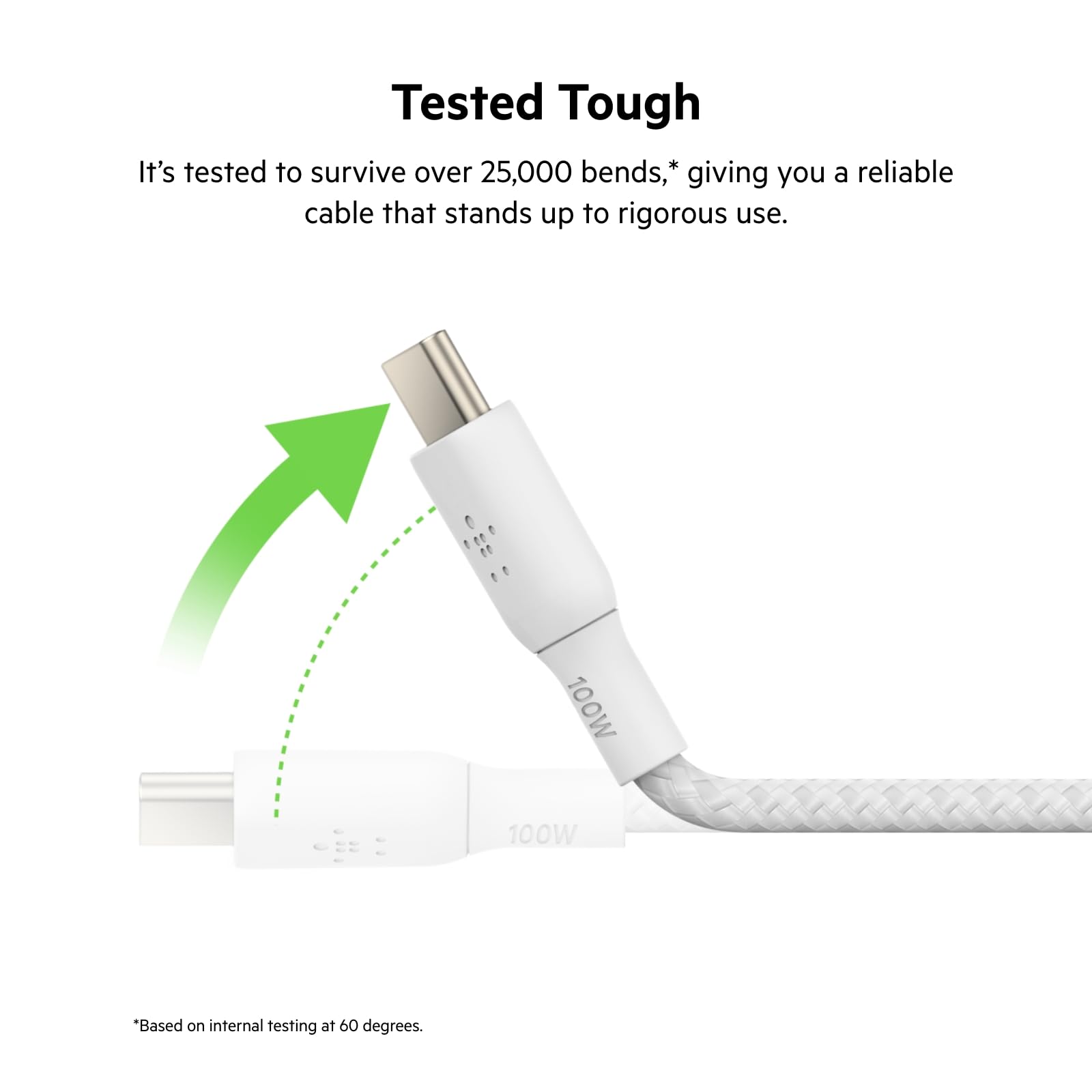 Belkin BoostCharge Braided USB-C to USB-C Power Cable (3M, 10ft), Fast Charging Cable w/ 100W Power Delivery, USB-IF Certified for iPhone 15, MacBook, Chromebook, Samsung Galaxy, & More - White