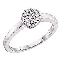 The Diamond Deal 10kt White Gold Womens Round Diamond Simple Cluster Ring 1/8 Cttw