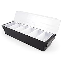 6 Tray Bar Top Food & Garnish Station with Lid - Condiment Dispender for Bartending, Taco Bar, Ice Cream, Fruit, Salad Bar - Topping Organizer for Restaurant Supplies & Accessories