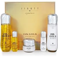 Signature 24K Gold Essential Skin Care 3 Set Toner, Emulsion, Cream Set (24K Gold)