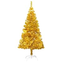 'vidaXL 7 ft Artificial Christmas Tree with Steel Stand, Gold PET Material, Indoor and Outdoor Use, Economical & Durable, with California Proposition 65 Warning