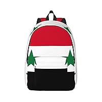 Flag Of The Syrian Arab Republic Print Canvas Laptop Backpack Outdoor Casual Travel Bag Daypack Book Bag For Men Women