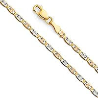 14ct 2.1mm Yellow Gold White Gold and Rose Gold Star Sparkle Cut Chain Necklace Jewelry for Women - Length Options: 41 46 51 56 61