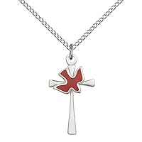 Sterling Silver Cross/Holy Spirit Pendant with 18