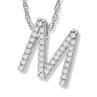 Diamond Initial Pendant M in 14k White Gold