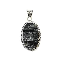 Presents Black Tourmaline Rough Pendant Natural Stone Pendant Crystal Gemstone Jewelry Pendant for Men & Women #Aport-6059
