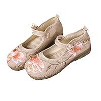 Lotus Embroidered Women Soft Cotton Fabric Flat Shoes Ladies Casual Comfortable Embroidery Platforms Sneakers Beige Model 2 9
