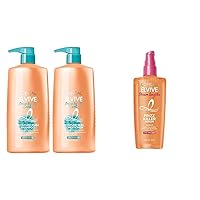 L'Oreal Paris Elvive Dream Lengths Curls Shampoo and Conditioner 2PK with Hyaluronic Acid and Castor Oil for Curly Hair, No Haircut Cream Leave In Conditioner