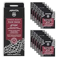 APIVITA Express Beauty Face Mask, Vitamin C, Shea Butter & Hyaluronic Acid - Instant Radiance, Smoothing and Vibrancy for All Skin Types - 12 Packettes x 0.27 Fl Oz