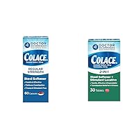 Colace Regular Strength Stool Softener 100 mg Capsules 60 Count Docusate Sodium Stool Softener for Gentle Dependable Relief & 2-in-1 Stool Softener & Stimulant Laxative Tablets