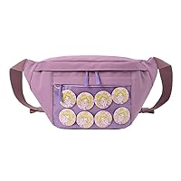 Fanny Pack Ita Bag Crossbody Kawaii Cute Pin Display Bag Messenger Japanese Transparent Clear Waist Bags (purple)