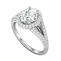 1.5 ct Oval Moissanite Rings for Women, Brilliant Colorless VVS1 Clarity Classic Moissanite Diamond Solitaire Ring 14K White Gold Moissanite Engagement Ring Jewelry Ring
