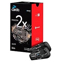Cardo Systems FREECOM 2X Motorcycle 2-Way Bluetooth Communication System Headset - Black, Dual Pack