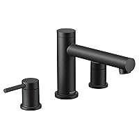 Moen T393BL Align 2-Handle Deck Mount Modern Roman Tub Faucet Trim Kit, Valve Required, Matte Black