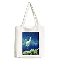 Ocean Jellyfish Science Nature Picture Tote Canvas Bag Shopping Satchel Casual Handbag